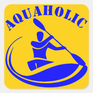 Aquaholic Kayak Guy Square Sticker