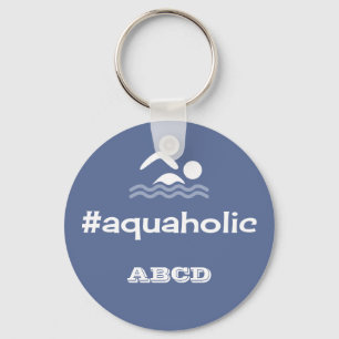 Aquaholic swimming slogan personalised initials key ring