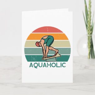 Aquaholic swimming woman birthday  card