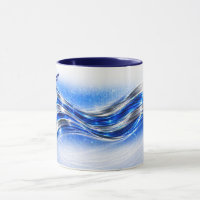 Aqualume Flow  – Blue Silver Wave Energy Mug
