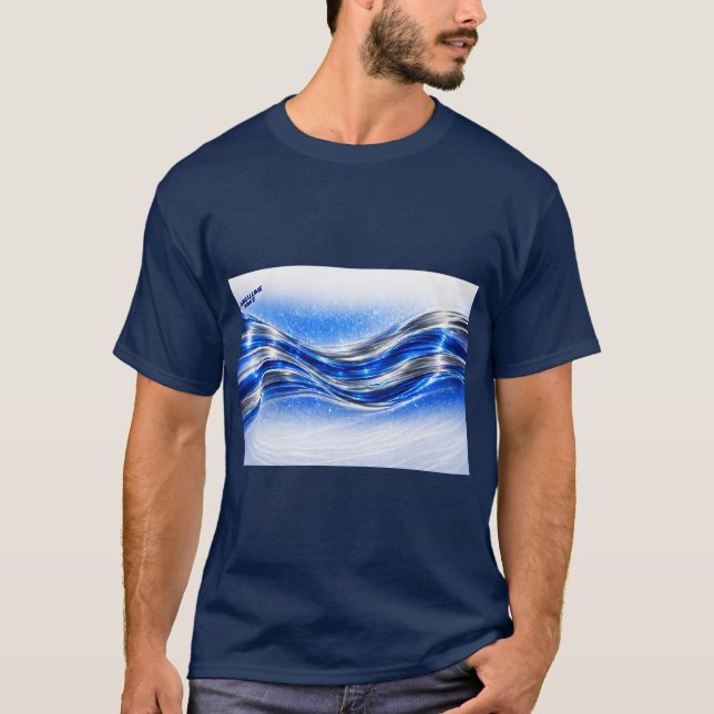Aqualume Flow Shirt – Blue Silver Wave Energy Desi (Front)