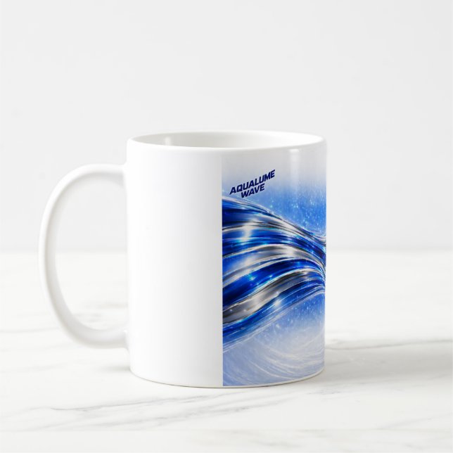 Aqualume Flow Shirt – Blue Silver Wave Energy Desi Coffee Mug (Left)