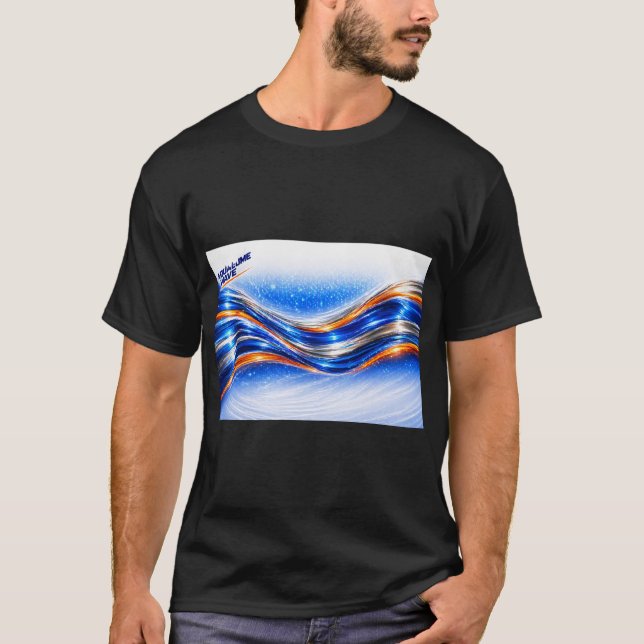 Aqualume Wave Shirt – Blue Orange Abstract Flow De (Front)
