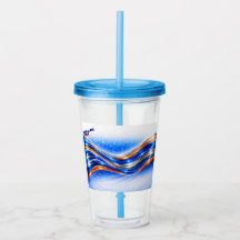 Aqualume Wave Shirt – Blue Orange Abstract Flow De
