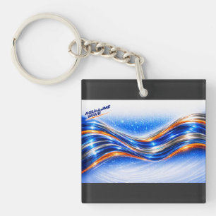 Aqualume Wave Shirt – Blue Orange Abstract Flow De Key Ring