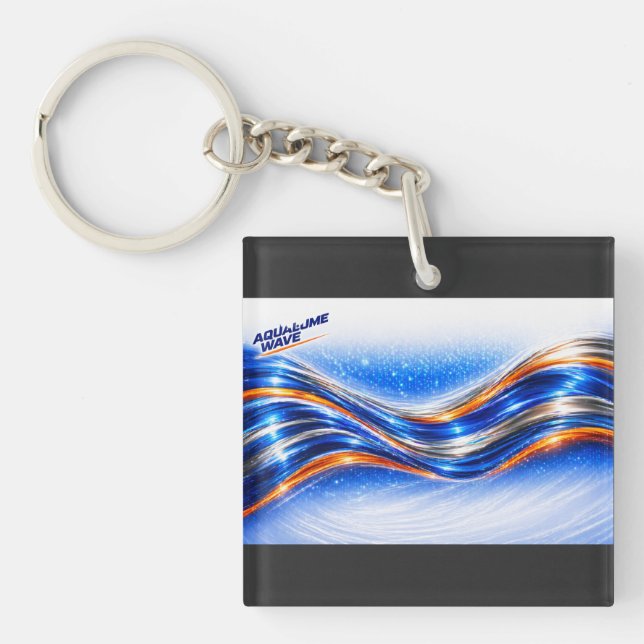 Aqualume Wave Shirt – Blue Orange Abstract Flow De Key Ring (Front)