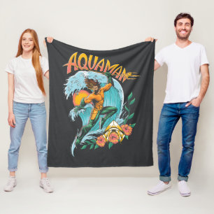 Aquaman and Trident Rising Surf Graphic Fleece Blanket