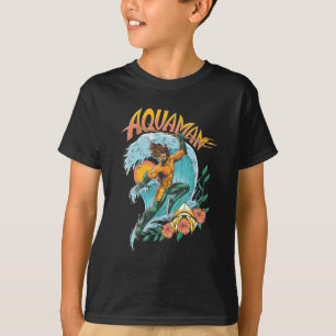 Aquaman and Trident Rising Surf Graphic T-Shirt