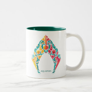 Aquaman   Aquaman & Mera Themed Seashell Logo Two-Tone Coffee Mug
