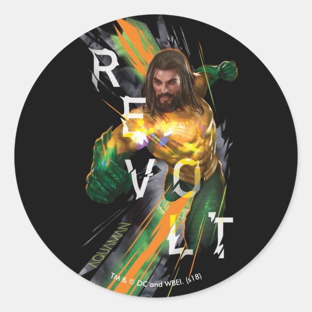 Aquaman | Aquaman "Revolt" Refracted Graphic Classic Round Sticker (Front)