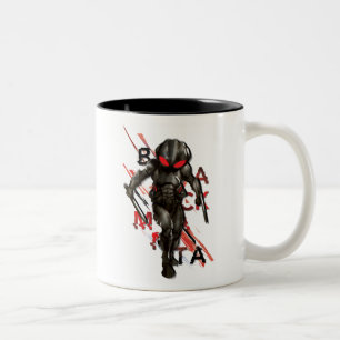Aquaman   Black Manta Scattered Typography Graphic Two-Tone Coffee Mug