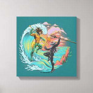 Aquaman & Black Manta Tidal Wave Canvas Print