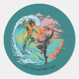 Aquaman & Black Manta Tidal Wave Classic Round Sticker