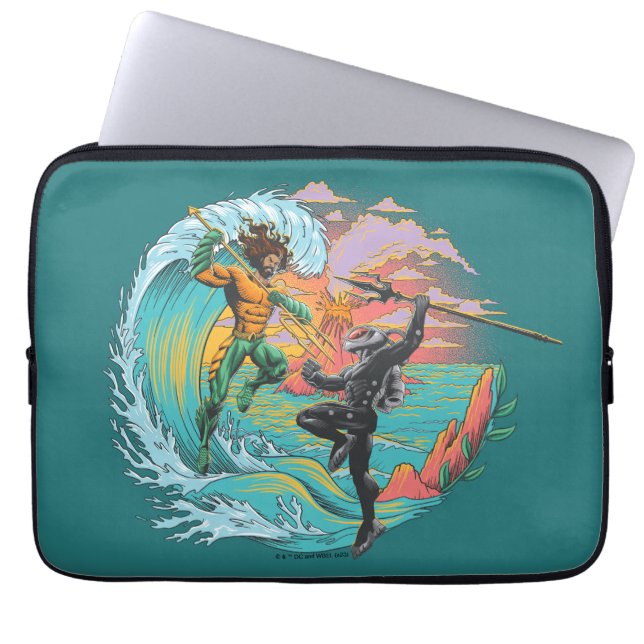 Aquaman & Black Manta Tidal Wave Laptop Sleeve (Front)
