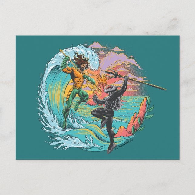 Aquaman & Black Manta Tidal Wave Postcard (Front)