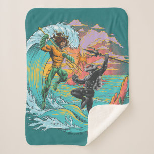 Aquaman & Black Manta Tidal Wave Sherpa Blanket