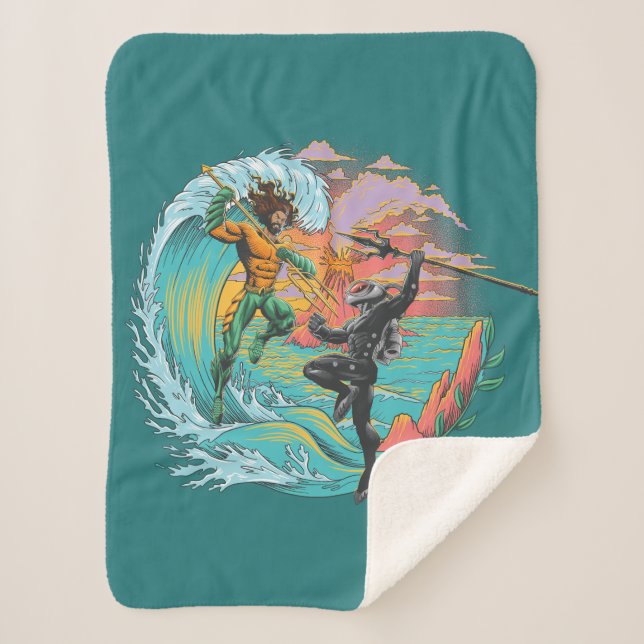 Aquaman & Black Manta Tidal Wave Sherpa Blanket (Front)