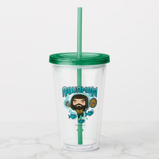 Aquaman | Chibi Aquaman Undersea Graphic Acrylic Tumbler (Front)