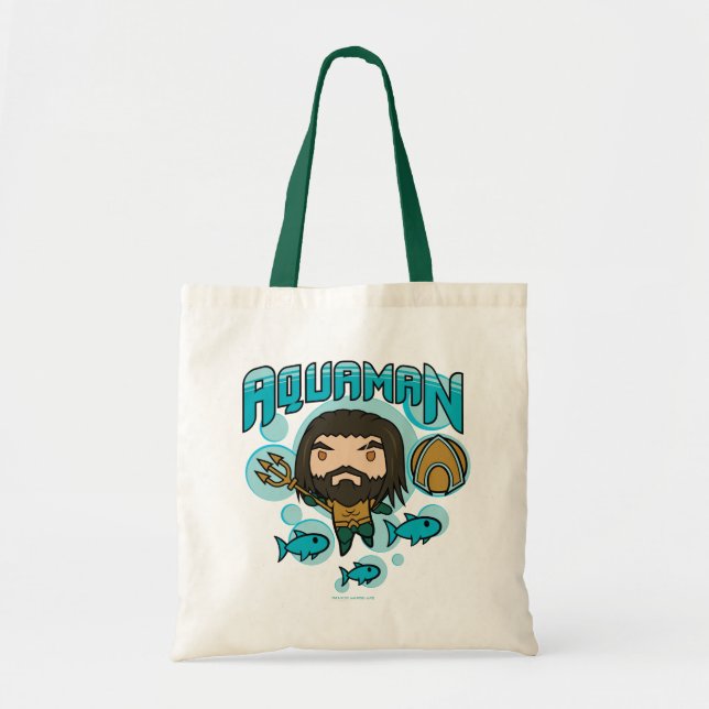 Aquaman | Chibi Aquaman Undersea Graphic Tote Bag (Front)