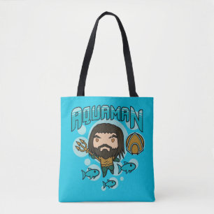 Aquaman Chibi Aquaman Undersea Graphic Tote Bag