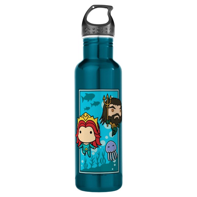 Aquaman | Chibi Mera & Aquaman Undersea Graphic 710 Ml Water Bottle (Front)
