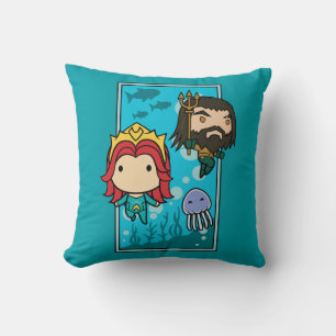 Aquaman Chibi Mera & Aquaman Undersea Graphic Cushion