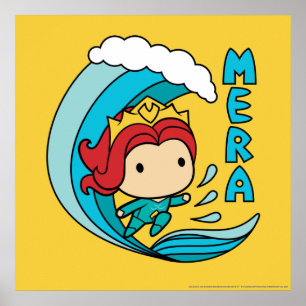Aquaman Chibi Mera Riding Wave Graphic Poster