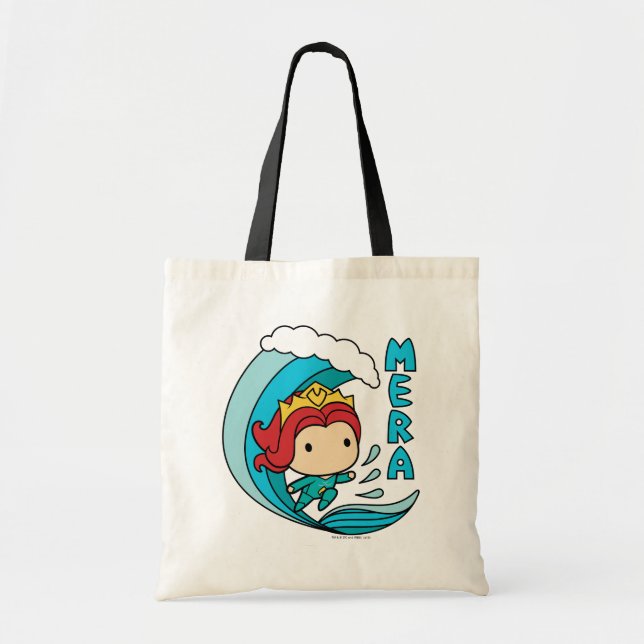 Aquaman | Chibi Mera Riding Wave Graphic Tote Bag (Front)