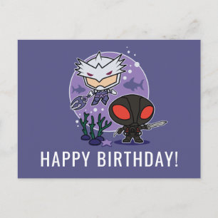 Aquaman Chibi Orm & Black Manta Undersea Graphic Postcard