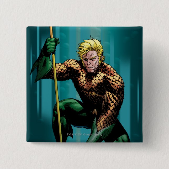 Aquaman Crouching 15 Cm Square Badge (Front)