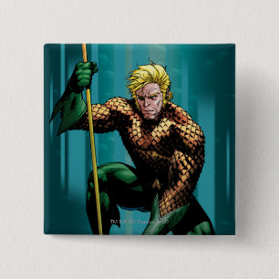 Aquaman Crouching 15 Cm Square Badge