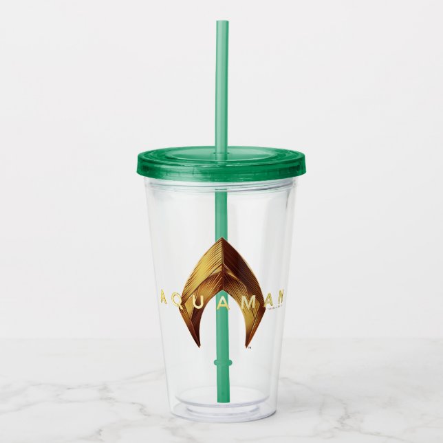 Aquaman | Golden Aquaman Logo Acrylic Tumbler (Front)