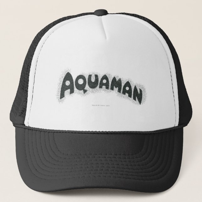 Aquaman Grunge Black Logo Trucker Hat (Front)