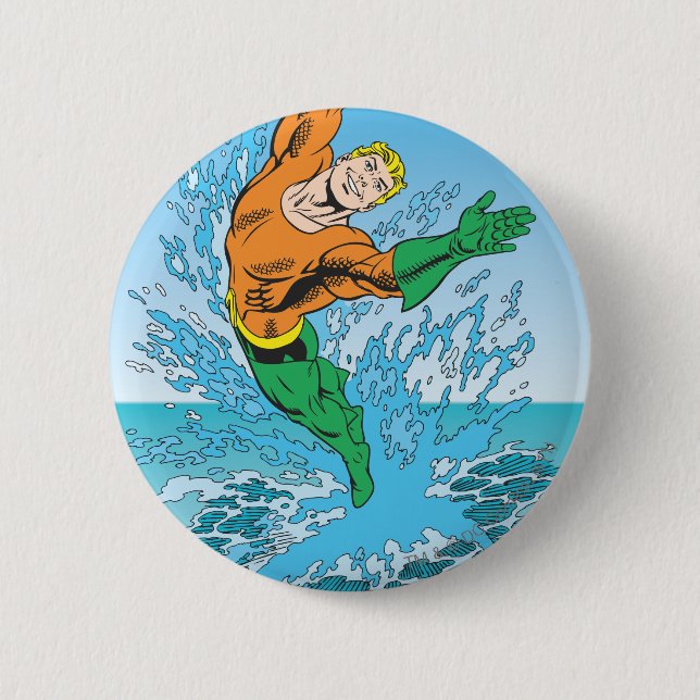 Aquaman Jumps Out of Sea 6 Cm Round Badge (Front)