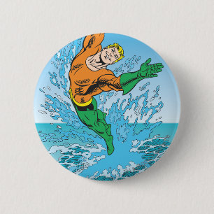 Aquaman Jumps Out of Sea 6 Cm Round Badge