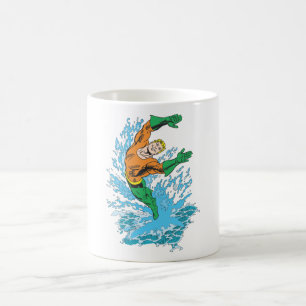 Aquaman Leaps in Wave Coffee Mug