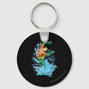 Aquaman Leaps in Wave Key Ring