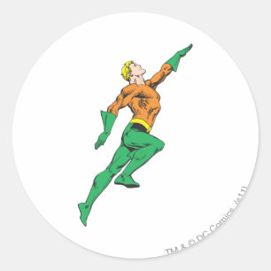 Aquaman Leaps Up Classic Round Sticker