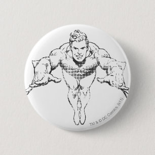 Aquaman Lunging Forward BW 6 Cm Round Badge