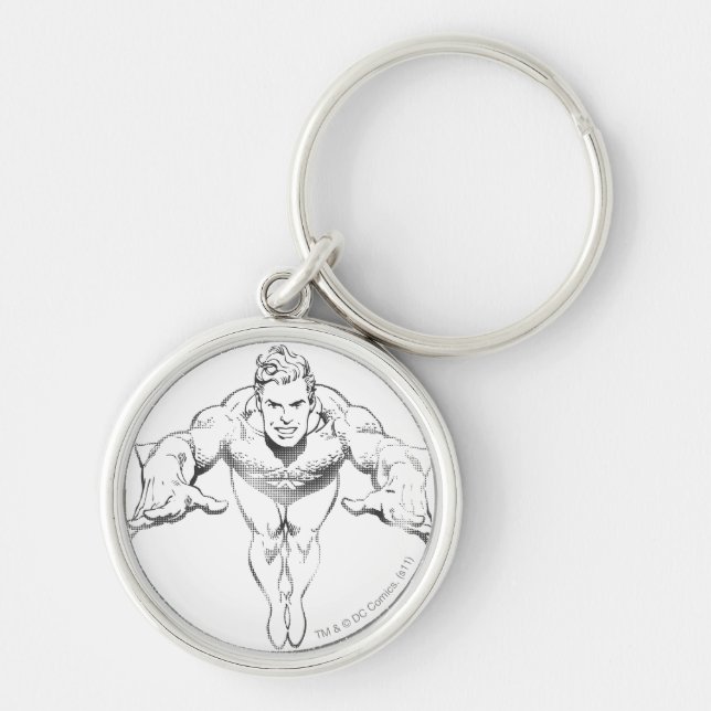 Aquaman Lunging Forward BW Key Ring (Front)