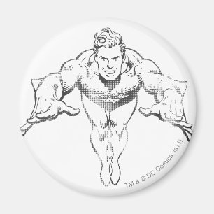 Aquaman Lunging Forward BW Magnet