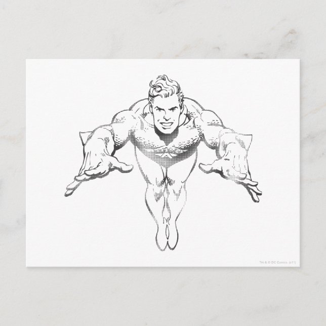 Aquaman Lunging Forward BW Postcard (Front)