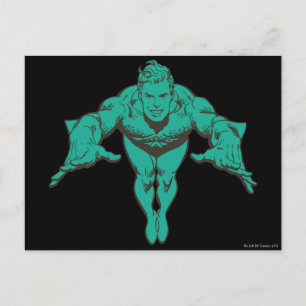 Aquaman Lunging Forward - Teal Postcard