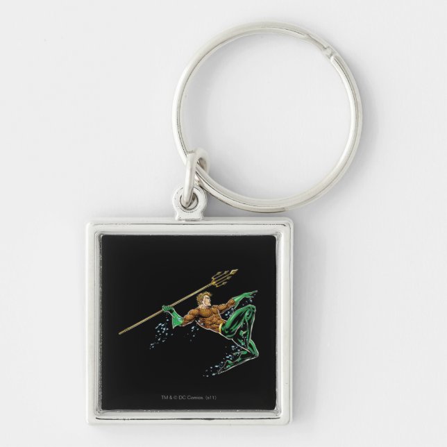 Aquaman Lunging with Spear Key Ring (Front)
