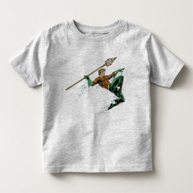 Aquaman Lunging with Spear Toddler T-Shirt (Front)