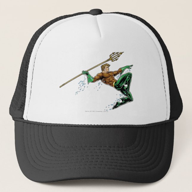 Aquaman Lunging with Spear Trucker Hat (Front)