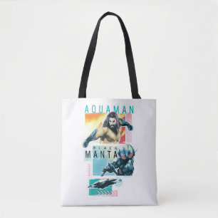 Aquaman   Modernist Aquaman & Black Manta Graphic Tote Bag