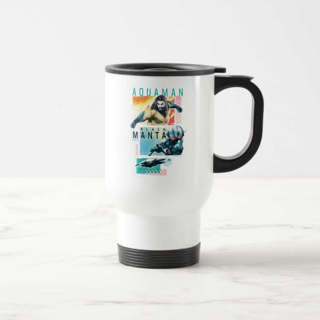 Aquaman | Modernist Aquaman & Black Manta Graphic Travel Mug (Right)