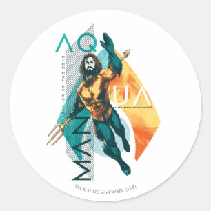 Aquaman   Modernist Aquaman Collage Classic Round Sticker