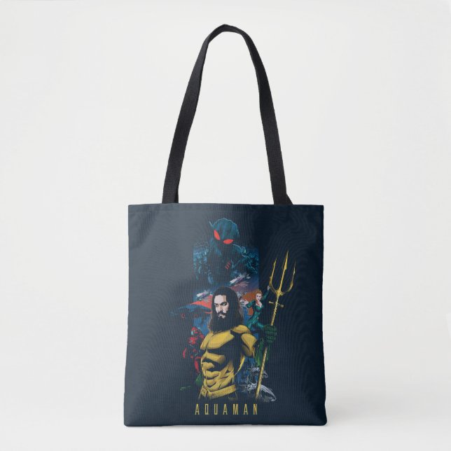 Aquaman | Orin, Mera, and Black Manta Graphic Tote Bag (Front)